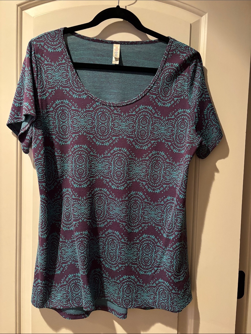 LuLaRoe Purple and Teal Short Sleeve Tee